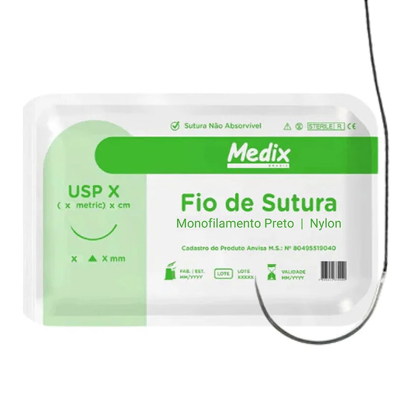 Fio Sutura Nylon 3-0 Com Agulha 45cm | Cirurgica São Gabriel