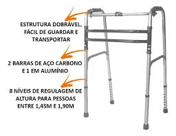 Andador Dobrável Regulável Alumínio Adulto — foto 3
