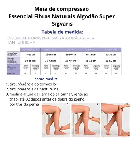 Meia de Compressão 3/4 Algodão Super Preta — foto 2