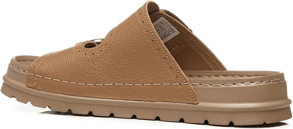 Chinelo Pegada Feminino em Couro Caramelo 234706-02