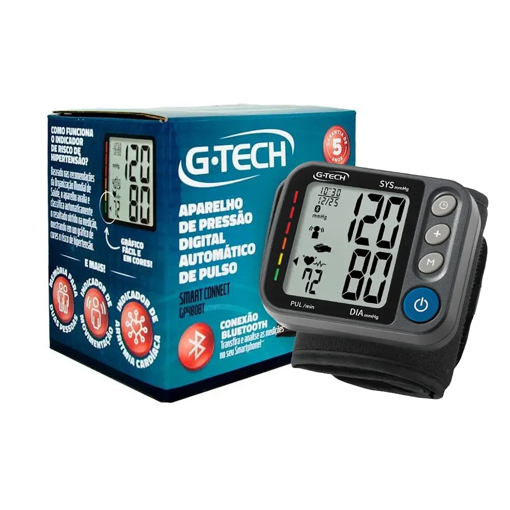 Aparelho de Pressão Digital G-Tech Pulso Smart Connect GP480BT
