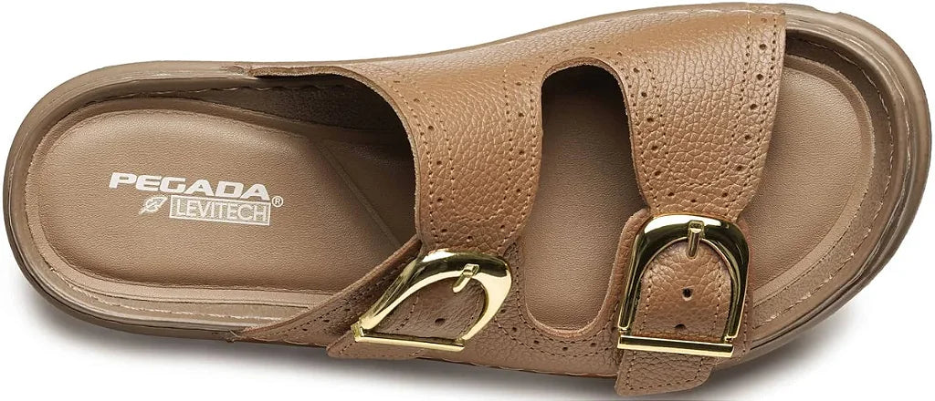 Chinelo Pegada Feminino em Couro Caramelo 234706-02