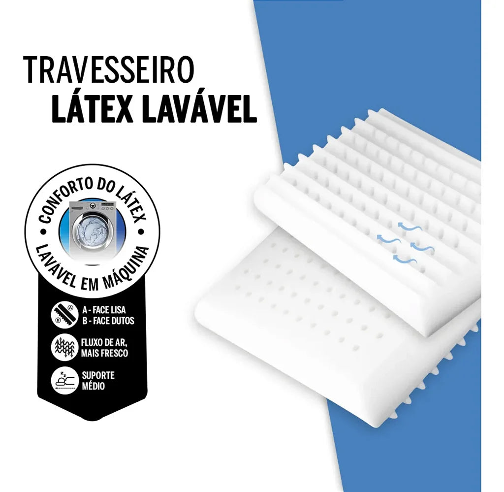 Travesseiro 100% Látex Lavável Fibrasca