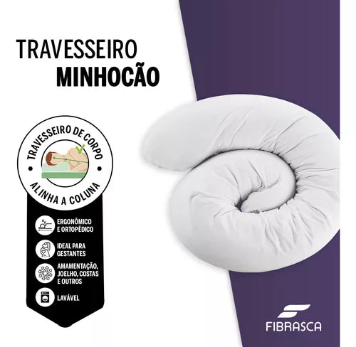Travesseiro De Corpo Para Gestante Minhocão Fibrasca