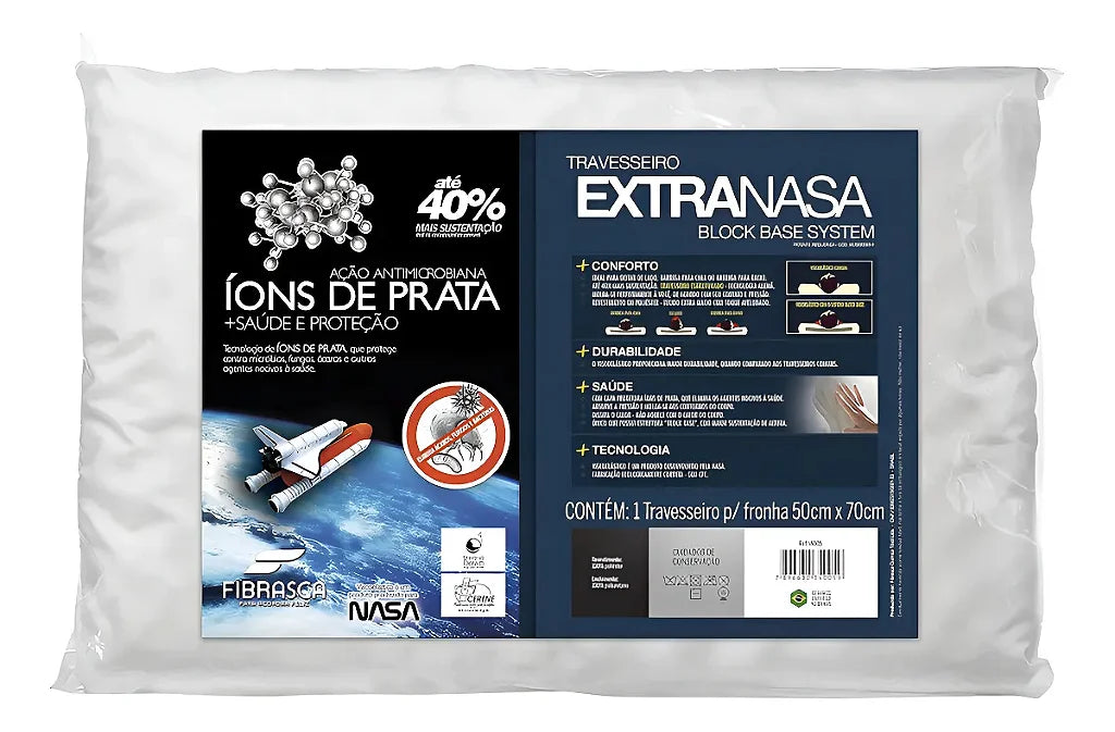 Travesseiro Nasa Alto Extravisco Antibacteriano 50x70 Fibrasca