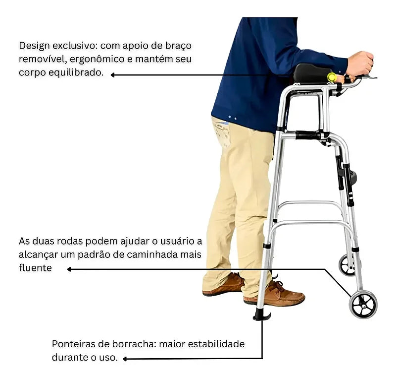 Andador Reabilitação Dobrável Alumínio — foto 3