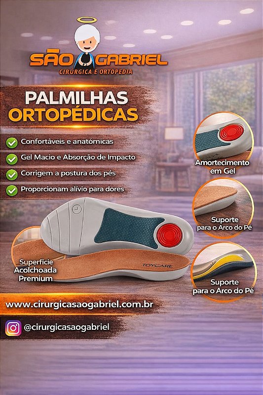 Palmilha Fascite Plantar 3/4 Gel G 41-46 | Cirurgica São Gabriel