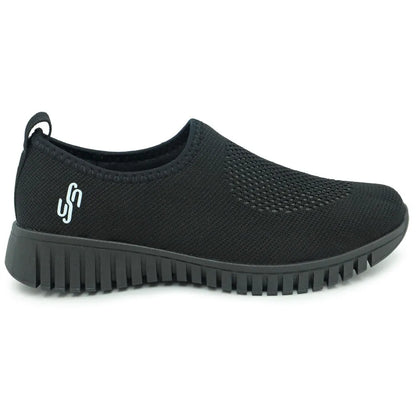 Tênis Ortopédico Slip On Todo Preto Tricot Usaflex